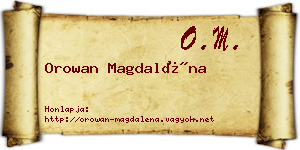 Orowan Magdaléna névjegykártya